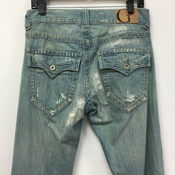 Guess Jeans Women's Pants 31 Modele Light Blue Denim Distressed - Picture 6 of 9